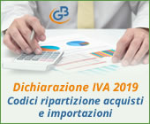 Dichiarazione IVA 2019: inserimento Codici di ripartizione acquisti e importazioni