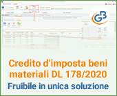 Credito d’imposta beni materiali DL 178/2020: fruibile in unica soluzione