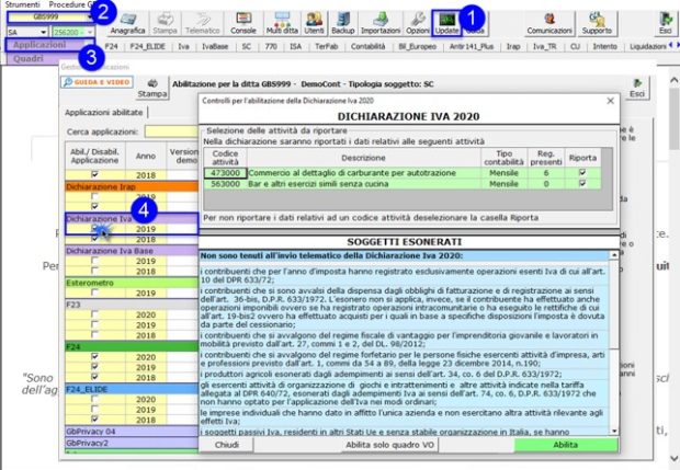 Dichiarazione IVA 2020: rilascio applicazione - Abilitazione applicazione