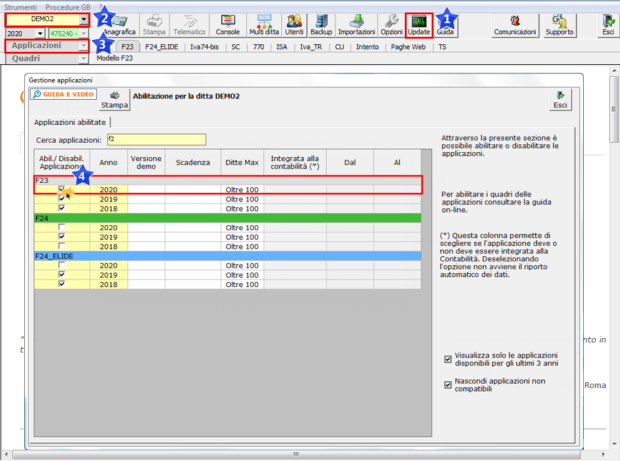 F23 2020: rilascio applicazione - Check F23