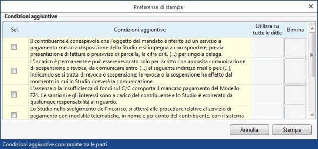 Gestione Banche e gestione Deleghe - Revoche all'utilizzo del conto corrente - preferenze di stampa