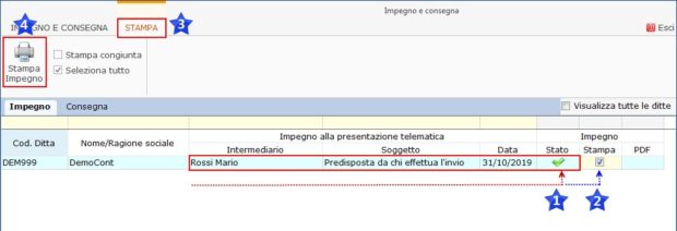 Gestione Impegno e Consegna 2019: produzione e stampa-stampa impegno