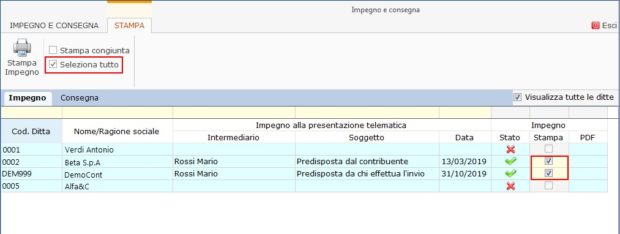 Gestione Impegno e Consegna 2019: produzione e stampa-seleziona tutto