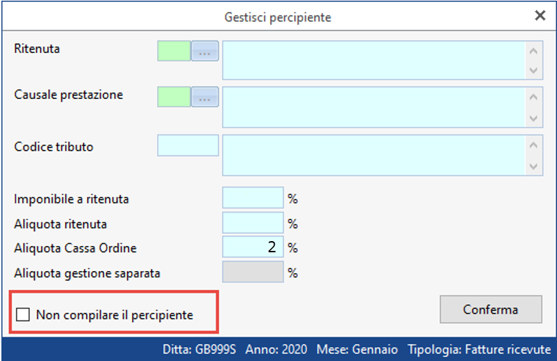 Importazione fatture elettroniche: dati percipiente errati - Anagrafica Gestisci percipiente