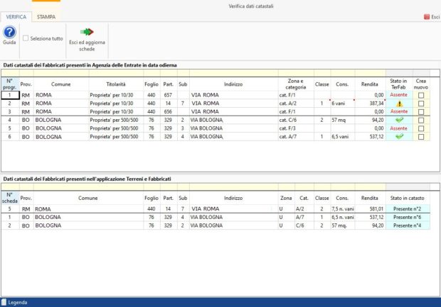 Nuove utility: Scrivania del professionista e Verifica catasto+dati-catastali